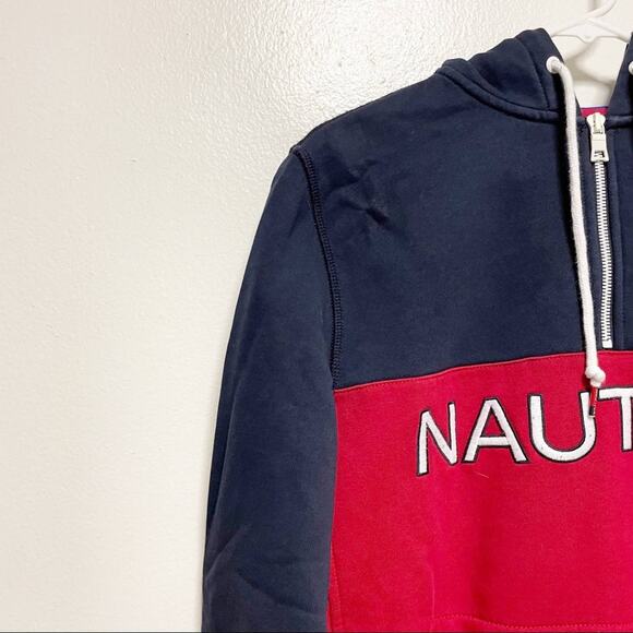 Nautica Red Blue Half Zip Hoodie - Picture 3 of 7